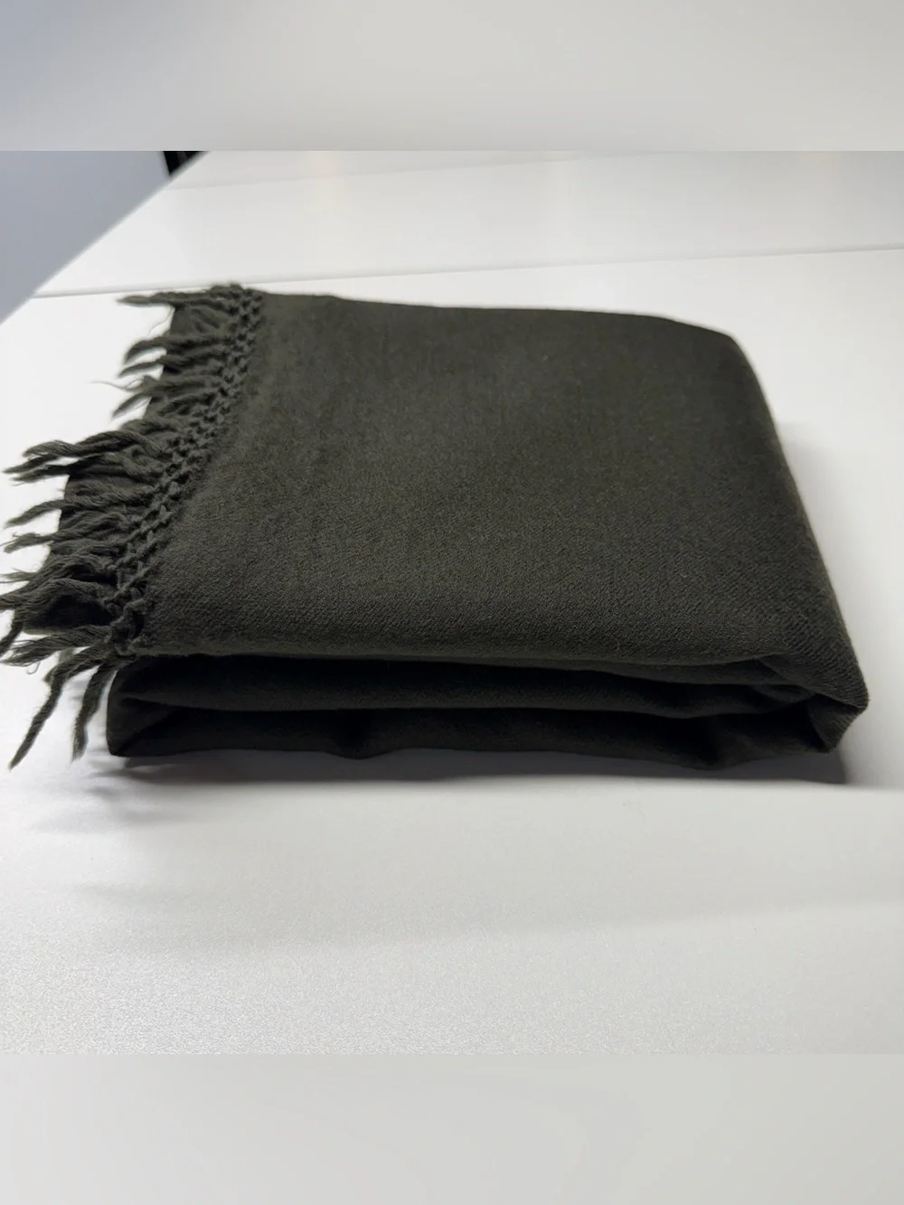 Nate Berkus Wool‎ ONE Window Panel Olive Green Fringe 50x78